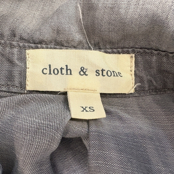 Cloth & Stone Anthropologie Shirt Distressed Chambray Gray Patches Sz. XS - Picture 10 of 12